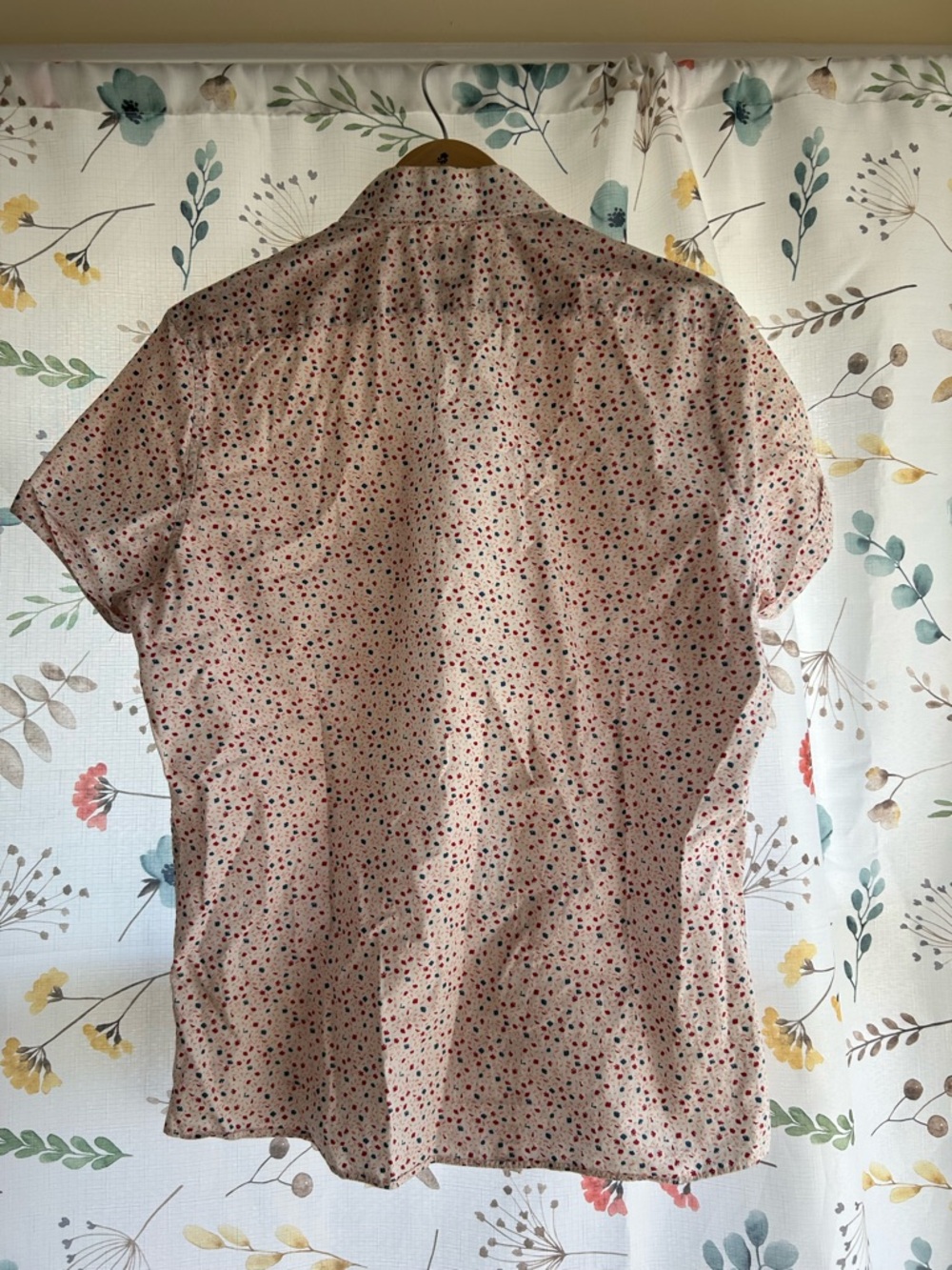 White Short-Sleeve Shirt with Micro Dot Print - Picture 2 of 3
